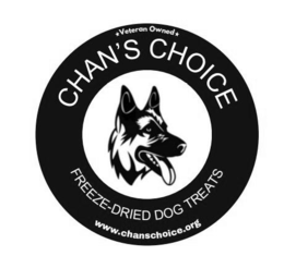 CHAN'S CHOICE VETERAN OWNED FREEZE-DRIED DOG TREATS  WWW.CHANSCHOICE.ORG logo