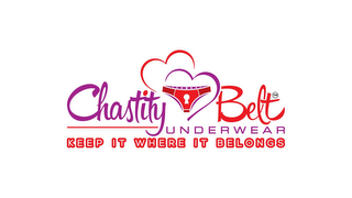 CHASTITY BELT UNDERWEAR KEEP IT WHERE IT BELONGS logo