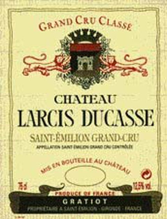 CHATEAU LARCIS DUCASSE SAINT-ÉMILION GRAND CRU AFFILLATION SAINT VALION GRAND CRU MIS EN BOUTEILLE AU CHATEAU PRODUCE DE FRANCE GRATIOT logo