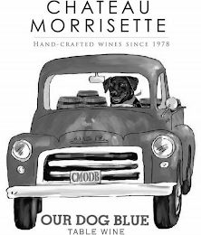 CHATEAU MORRISETTE HAND-CRAFTED WINES SINCE 1978 ODB CMODB OUR DOG BLUE TABLE WINE logo