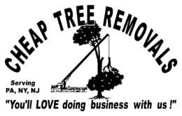 CHEAP TREE REMOVALS SERVING PA, NY, NJ "YOU'LL LOVE DOING BUSINESS WITH US" logo