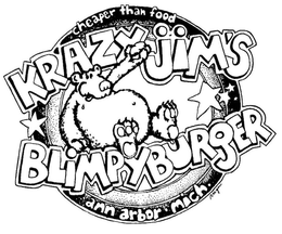 CHEAPER THAN FOOD KRAZY JIM'S BLIMPYBURGER ANN ARBOR MICH. logo
