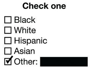 CHECK ONE BLACK WHITE HISPANIC ASIAN OTHER: logo