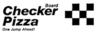 CHECKER BOARD PIZZA ONE JUMP AHEAD! logo