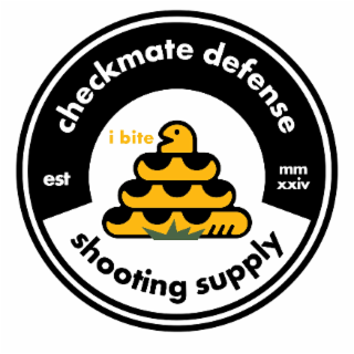 CHECKMATE DEFENSE SHOOTING SUPPLY I BITE EST MM XXIV logo