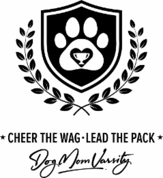 CHEER THE WAG LEAD THE PACK DOG MOM VARSITY logo