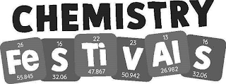 CHEMISTRY FESTIVALS 26 16 22 23 13 16 55.845 32.06 47.867 50.942 26.982 32.06 logo