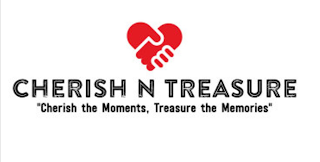 CHERISH N TREASURE "CHERISH THE MOMENTS, TREASURE THE MEMORIES" logo