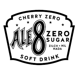 CHERRY ZERO ALE8 ZERO SUGAR ZILCH NIL NADA SOFT DRINK logo