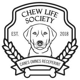 CHEW LIFE SOCIETY EST. 2018 CANES OMNESRECEPERINT logo