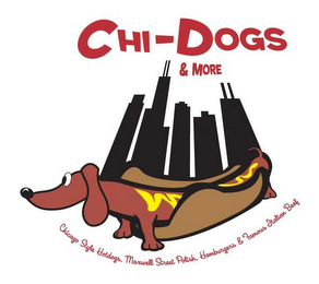 CHI-DOGS & MORE CHICAGO STYLE HOTDOGS, MAXWELL STREET POLISH, HAMBURGERS & FAMOUS ITALIAN BEEF logo