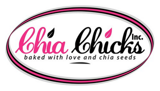 CHIA CHICKS INC. BAKED WITH LOVE AND CHIA SEEDS logo