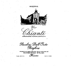 CHIANTI VINO PASOLINI DALL'ONDA BORGHESEDENOMINAZIONE DE ORIGINE CONTROLLATA PRODOTTO E IMBOTTIGLIATO NELLA FATTORIA DI BARBERIANO DELSA logo