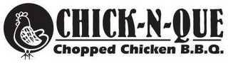 CHICK-N-QUE CHOPPED CHICKEN B.B.Q. logo