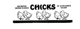 CHICKS AIDS DIGESTION SWEETENS THE BREATH AN AFTER-DINNER DELIGHT logo