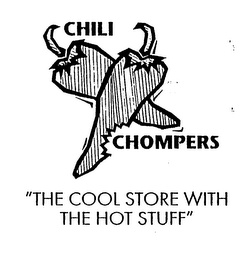CHILI CHOMPERS "THE COOL STORE WITH THE HOT STUFF" logo