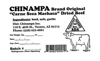 CHINAMPA BRAND ORIGINAL "CARNE SECA MACHACA" DRIED BEEF logo