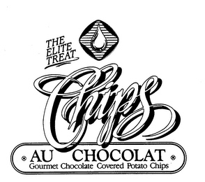 CHIPS AU CHOCOLAT GOURMET CHOCOLATE COVERED POTATO CHIPS THE ELITE TREAT logo