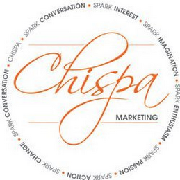 CHISPA MARKETING CHISPA · SPARK CONVERSATION · SPARK INTEREST · SPARK IMAGINATION · SPARK ENTHUSIASM · SPARK PASSION · SPARK ACTION · SPARK CHANGE · logo