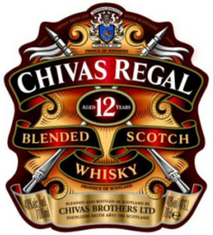 CHIVAS REGAL BLENDED SCOTCH WHISKY AGED12 YEARS PRODUCE OF SCOTLAND BLENDED AND BOTTLED IN SCOTLAND BY CHIVAS BROTHERS LTD logo