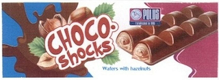 CHOCO SHOCKS POLUS ESTABLISHED IN 1996 WAFERS WITH HAZELNUTS logo