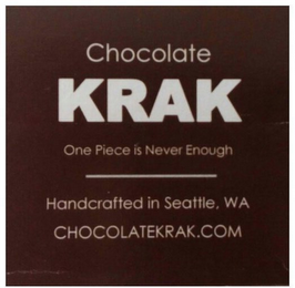 CHOCOLATE KRAK ONE PIECE IS NEVER ENOUGH HANDCRAFTED IN SEATTLE WA logo
