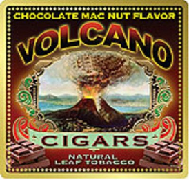 CHOCOLATE MAC NUT FLAVEOR VOLCANO CIGARS NATURAL LEAF TOBACCO logo