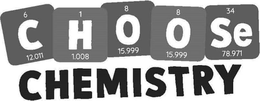 CHOOSE CHEMISTRY 6 1 8 8 34 12.,000 1.008 15.999 15.999 logo
