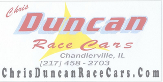CHRIS DUNCAN RACE CARS CHANDLERVILLE IL 217- 458-2703 CHRIS DUNCANRACECARS.COM logo