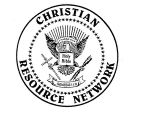 CHRISTIAN RESOURCE NETWORK E PLURIBUS UNUM HOLY BIBLE GENESIS 11:16 logo