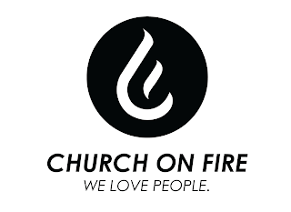 CHURCH ON FIRE WE LOVE PEOPLE. logo