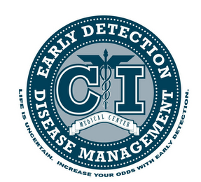 CI MEDICAL CENTER, EARLY DETECTION, DISEASE MANAGEMENT, LIFE IS UNCERTAIN. INCREASE YOUR ODDS WITH EARLY DETECTION. logo