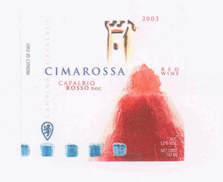 CIMAROSSA 2003 RED WINE CAPALBIO ROSSO D.O.C.  PRODUCT OF ITALY logo