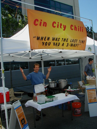 CIN CITY CHILI "WHEN WAS THE LAST TIME YOU HAD A 3-WAY?" logo