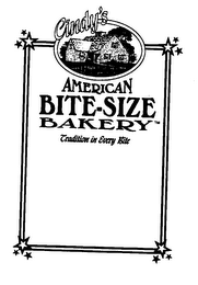 CINDY'S AMERICAN BITE-SIZE BAKERY TRADITION IN EVERY BITE logo