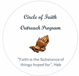 CIRCLE OF FAITH OUTREACH PROGRAM "FAITH IS THE SUBSTANCE OF THINGS HOPED FOR", HEB logo
