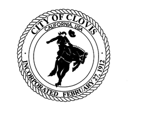 CITY OF CLOVIS CALIFORNIA, USA INCORPORATED FEBRUARY 27, 1912 logo