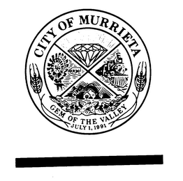 CITY OF MURRIETA GEM OF THE VALLEY JULY 1, 1991 logo