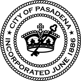 CITY OF PASADENA INCORPORATED JUNE 1886 logo