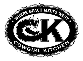 CK COWGIRL KITCHEN · WHERE BEACH MEETS WEST · logo