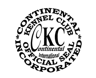 CKC CONTINENTAL INTERNATIONAL KENNEL CLUB OFFICIAL SEAL CONTINENTAL INCORPORATED logo