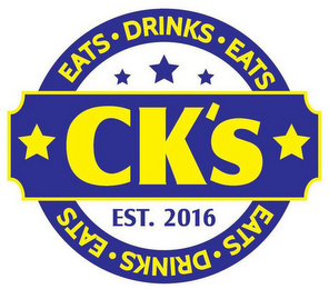 CK'S EATS DRINKS EATS EST. 2016 EATS DRINKS EATS logo