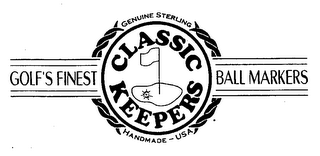 CLASSIC KEEPERS GOLF'S FINEST BALL MARKERS GENUINE STERLING HANDMADE USA logo