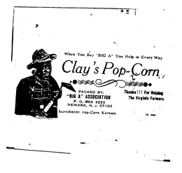CLAY'S POP-CORN WHEN YOU BUY "BIG A" YOU HELP IN EVERY WAY logo
