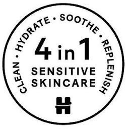 CLEAN · HYDRATE · SOOTHE · REPLENISH 4 IN 1 SENSITIVE SKINCARE H logo