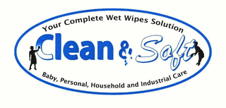 CLEAN & SOFT ANTIBACTERIAL FORMULA PERSONAL CLEANSING SYSTEM LATEX FREE*ALOE VERA* HYPOALLERGENIC*PH BALANCED RENSE FREE* FRAGRANCE FREE CLEANS*MOISTURIZED AND PROTECTS SKIN*HELPS KILLS GERMS AND ELIMINATES ODORS 8 WASCLOTHES/8 IN X 8 IN (20CM X 20CM) RESEALABLE PACK logo
