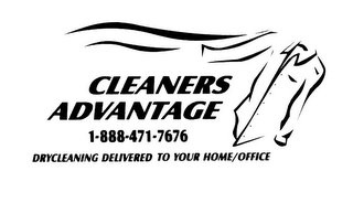 CLEANERS ADVANTAGE 1-888-471-7676 DRYCLEANING DELIVERED TO YOUR HOME/OFFICE logo