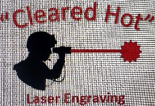 "CLEARED HOT" LASER ENGRAVING logo