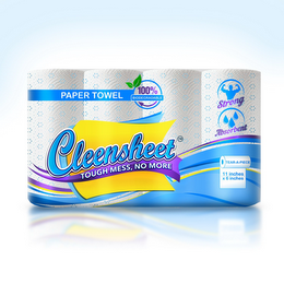 CLEENSHEET TOUGH MESS, NO MORE PAPER TOWEL 100% BIODEGRADABLE STRONG ABSORBENT TEAR-A-PIECE 11 INCHES X 6 INCHES logo