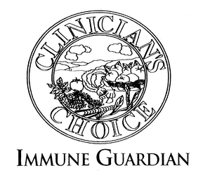CLINICIAN'S CHOICE IMMUNE GUARDIAN AND DESIGN logo